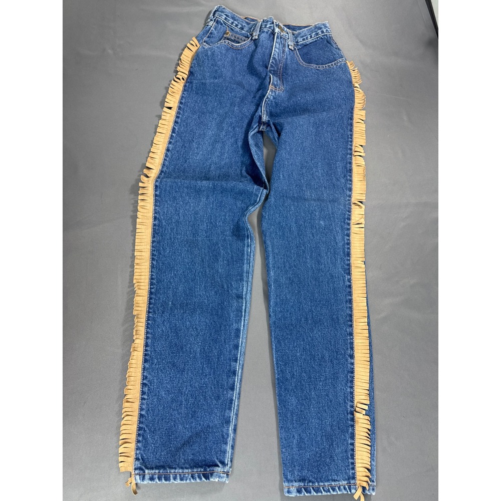 Vintage 80s Zena Western Fringe Jeans High Rise USA Denim Sz 5 Rare